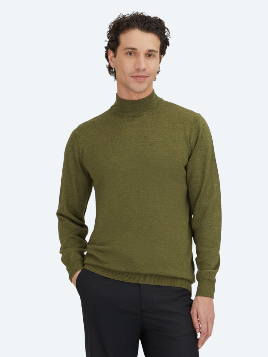 Dark Green Knitwear Sweatshirt 