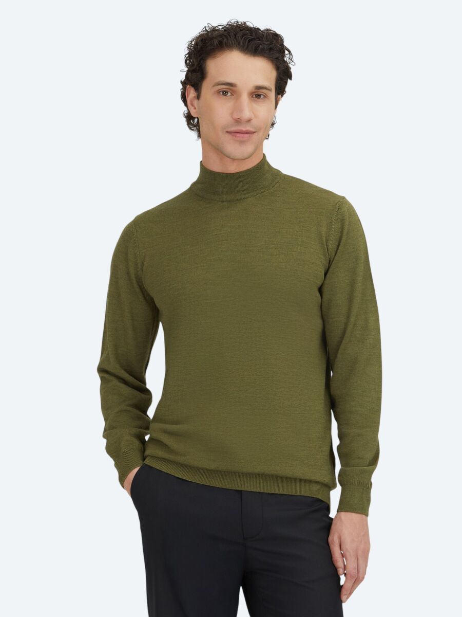 Dark Green Knitwear Sweatshirt - 1