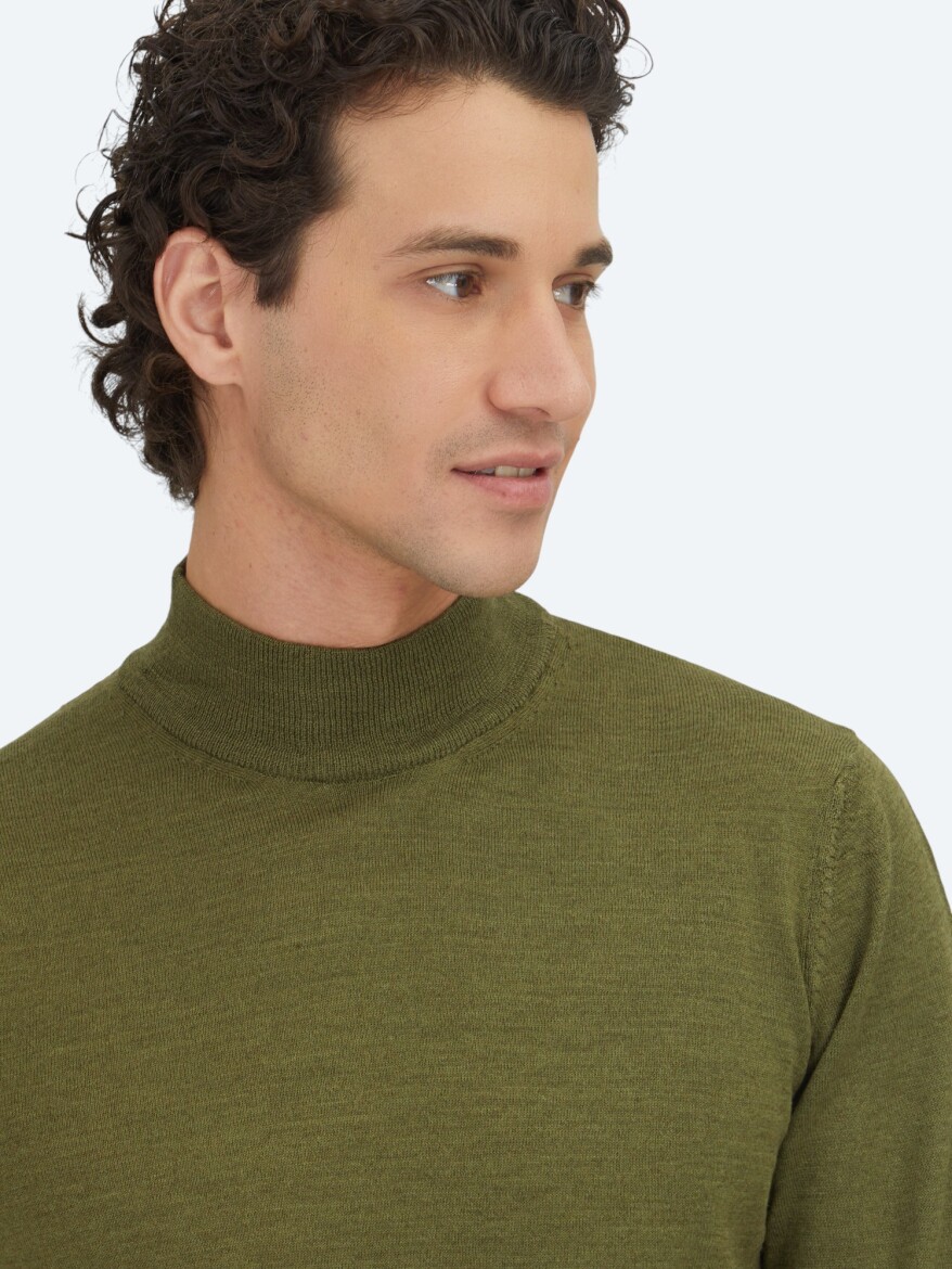 Dark Green Knitwear Sweatshirt - 3