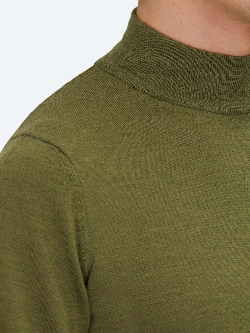 Dark Green Knitwear Sweatshirt - 4