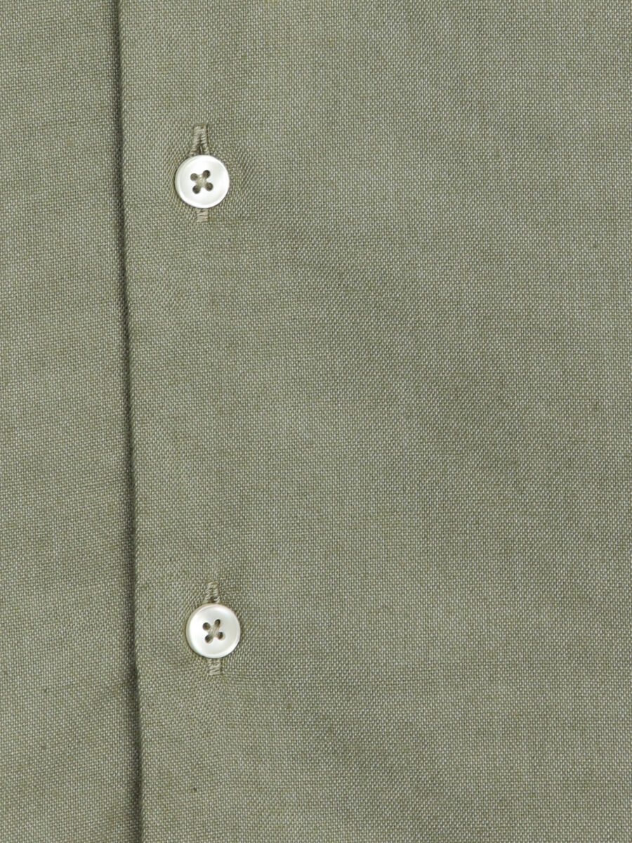 Dark Green Plain Regular Fit Long Weaving Casual Cotton Blended Shirt - 10