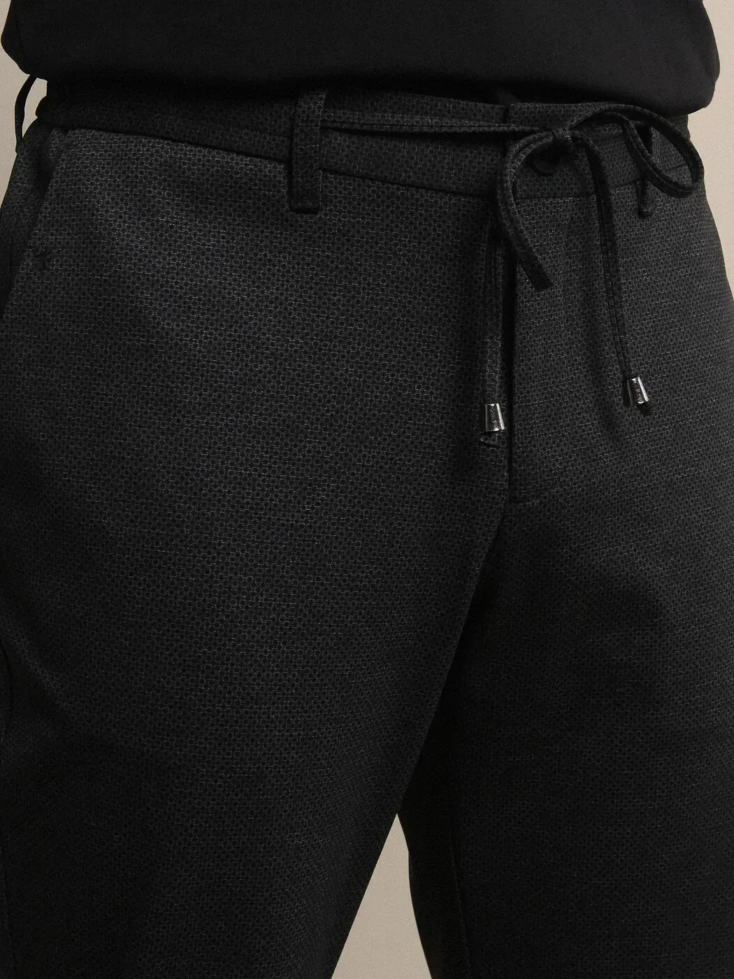 Dark Grey Knitting Fitted Fit Smart Casual Trousers - 3