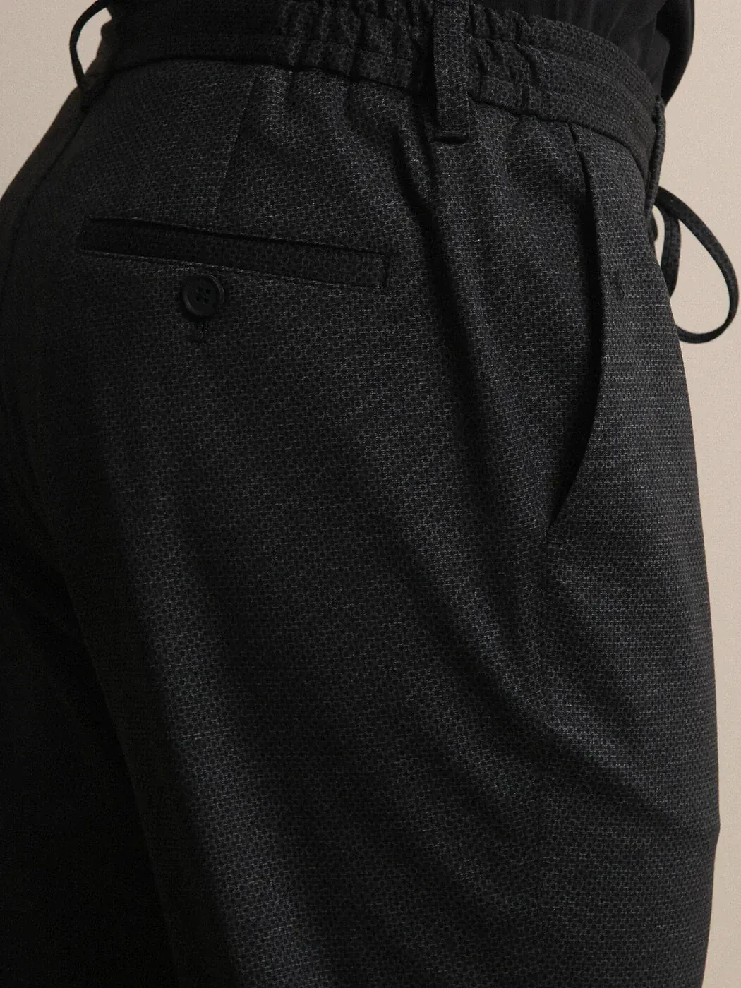 Dark Grey Knitting Fitted Fit Smart Casual Trousers - 4