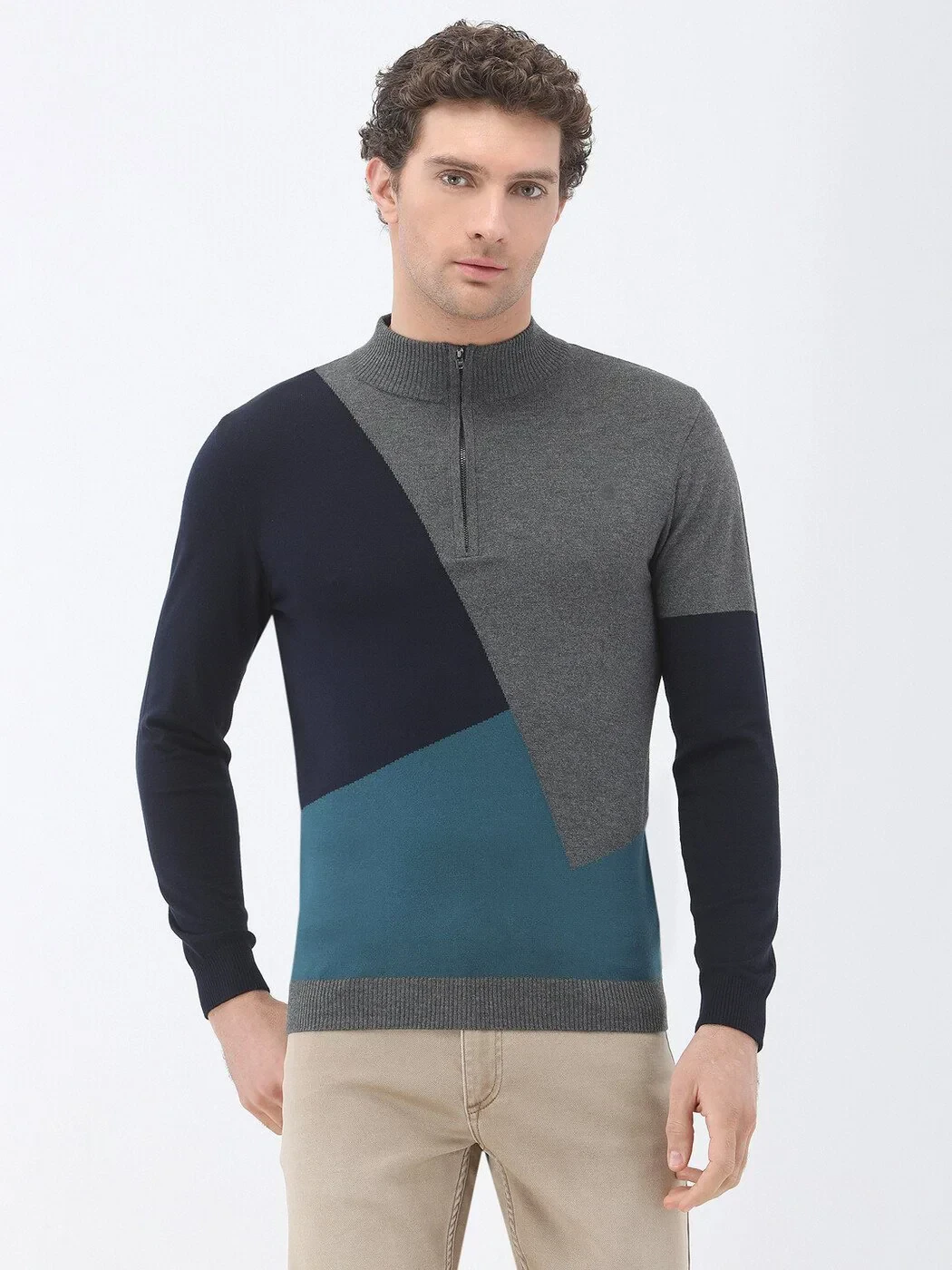 Dark Grey Knitwear Sweatshirt - 1