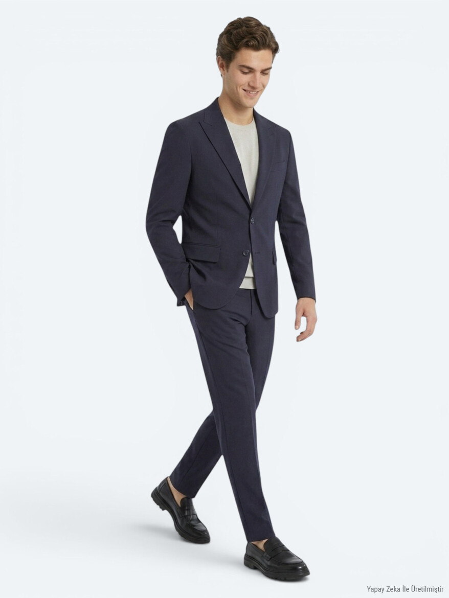 Dark Grey Plain Modern Fit Suit - KİP