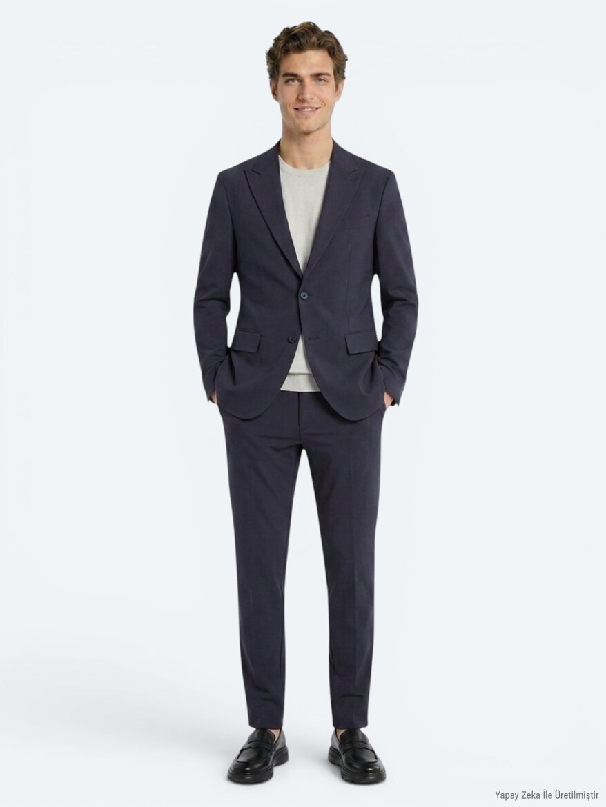 Dark Grey Plain Modern Fit Suit - 4