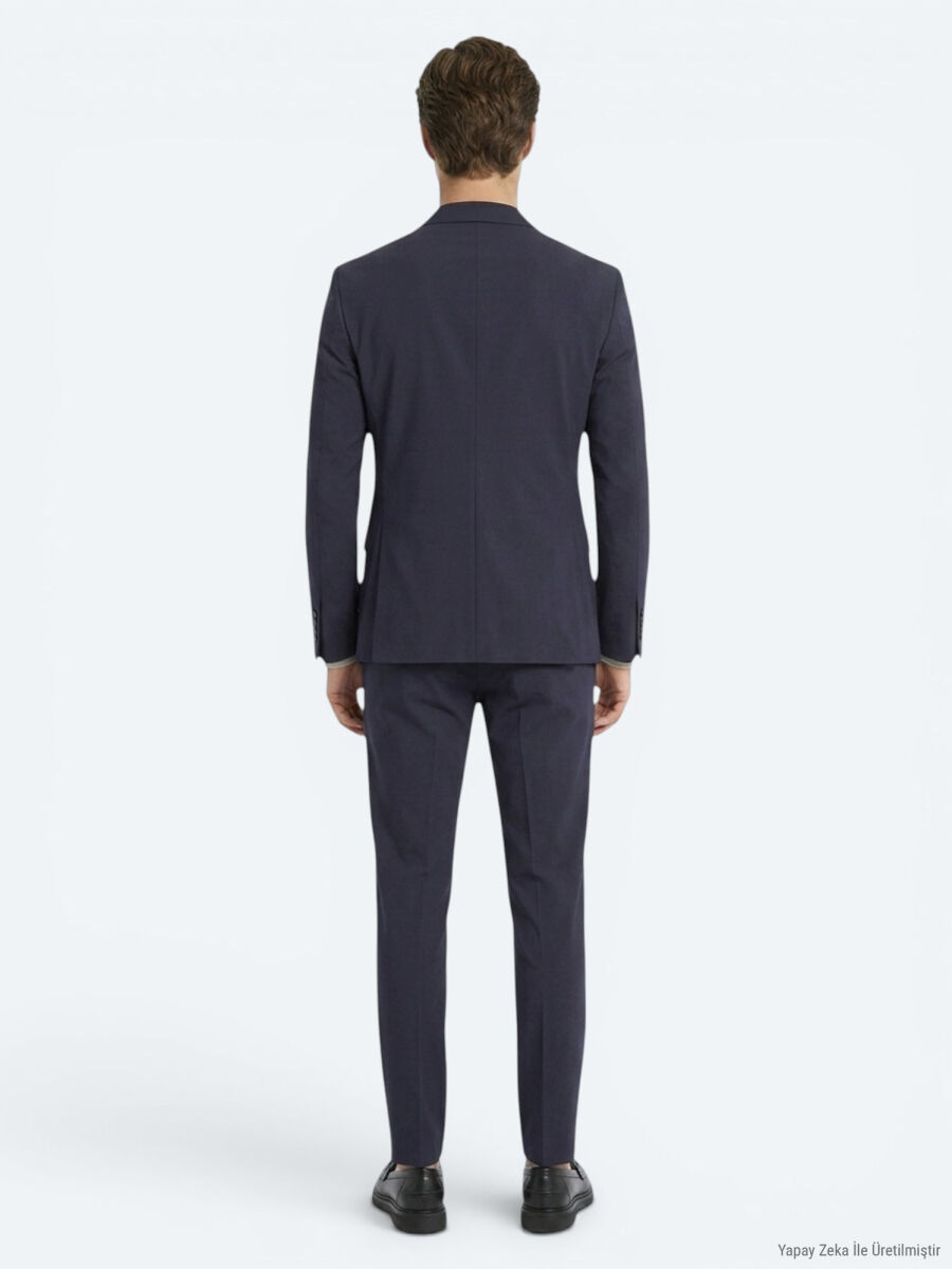 Dark Grey Plain Modern Fit Suit - 5