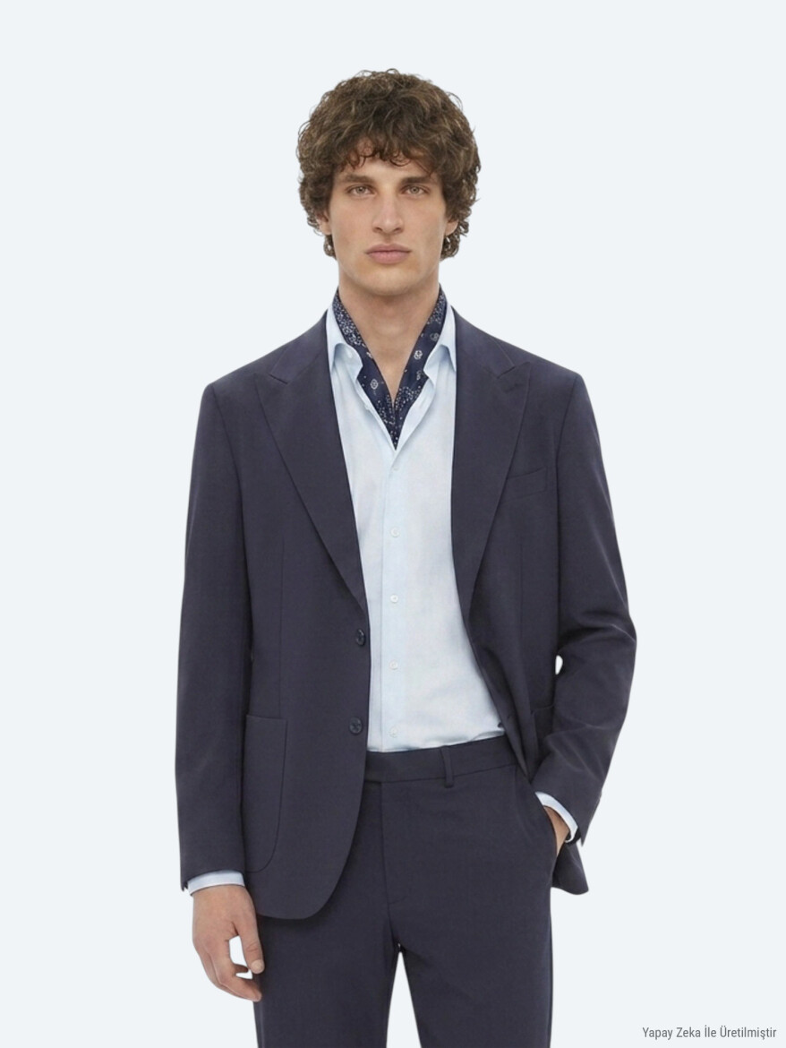 Dark Grey Plain Modern Fit Suit - 3