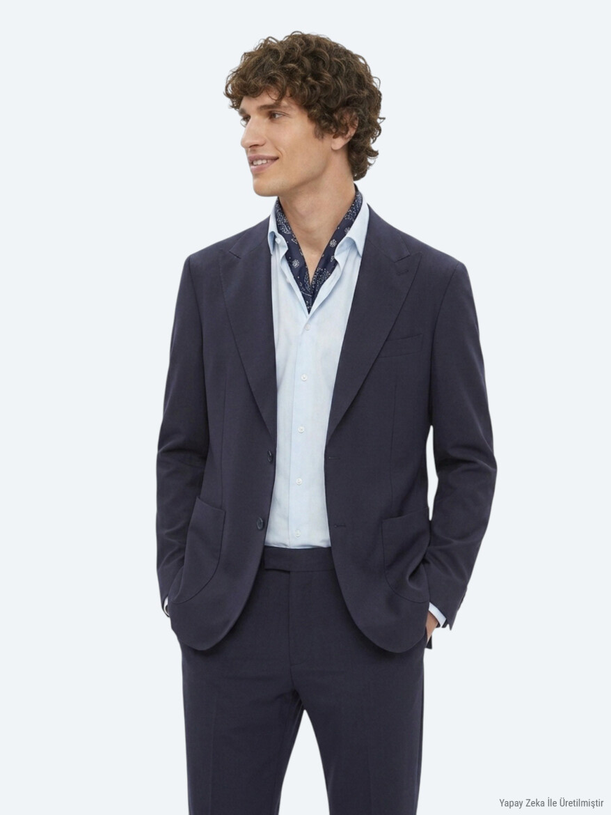 Dark Grey Plain Modern Fit Suit - 4
