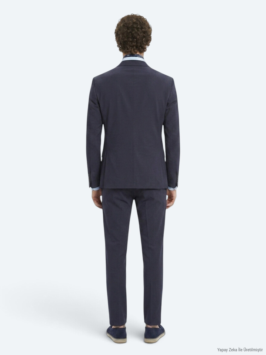Dark Grey Plain Modern Fit Suit - 5