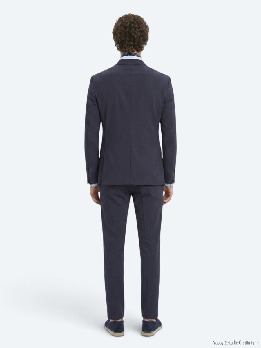 Dark Grey Plain Modern Fit Suit - 5