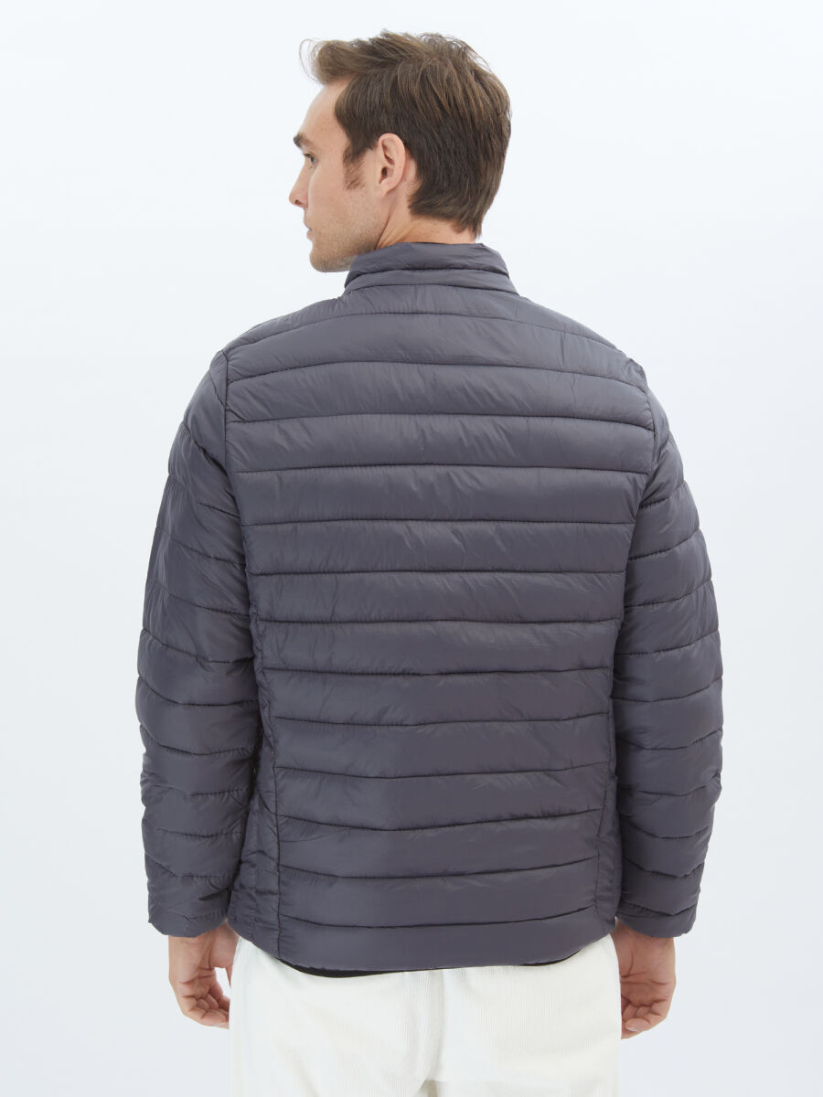 Dark Grey Regular Fit Casual Weaving Coat - 6