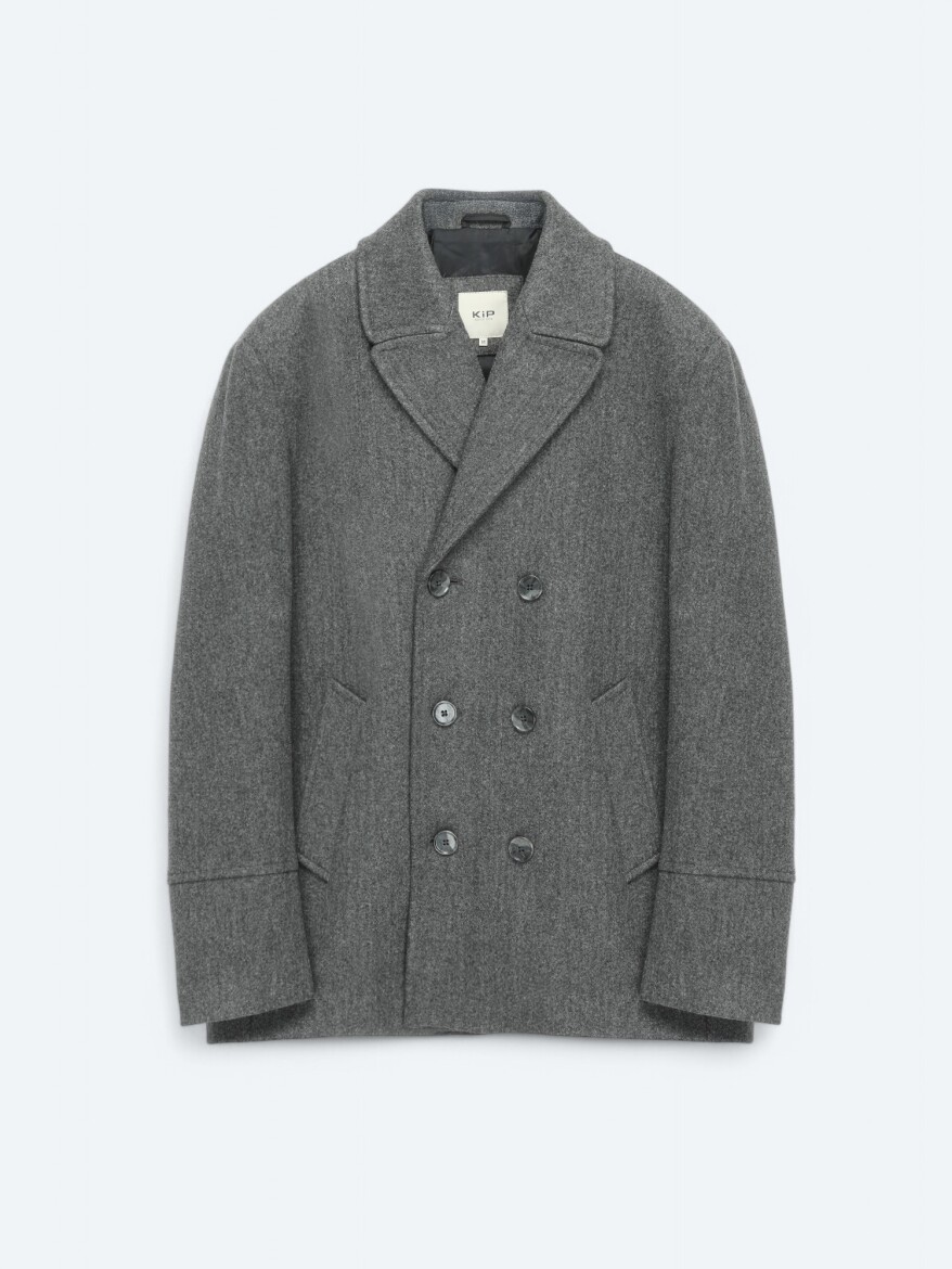 Dark Grey Regular Fit Double Breasted Collar Casual Knitting Coat - 6