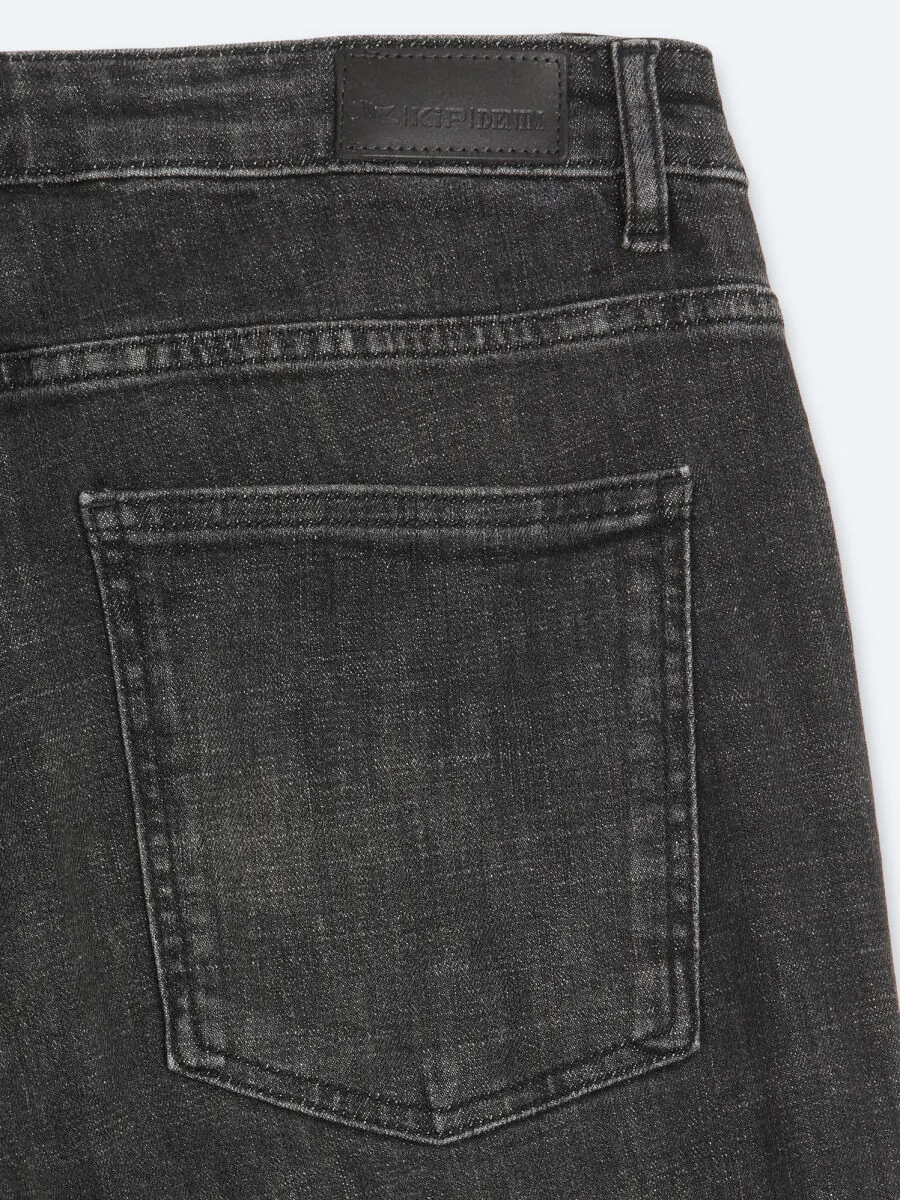 Dark Grey Slim Fit Denim Cotton Blended Trousers - 9