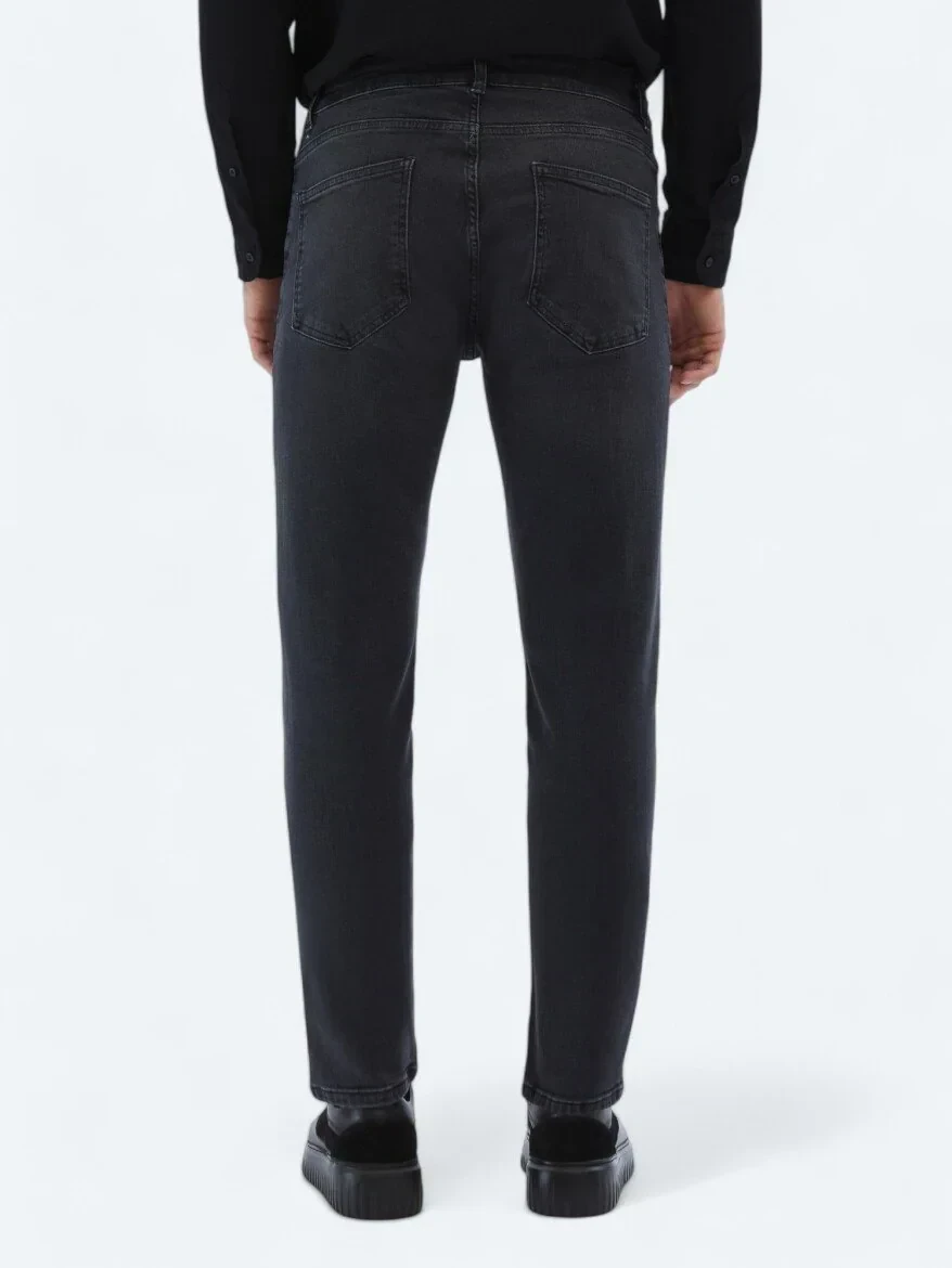 Dark Grey Super Slim Fit Denim Cotton Blended Trousers - 4