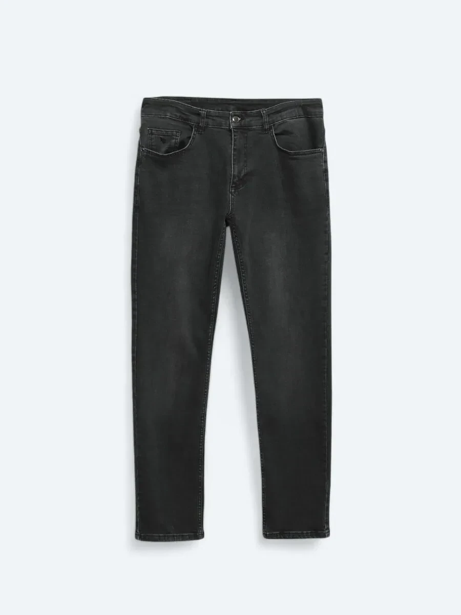 Dark Grey Super Slim Fit Denim Cotton Blended Trousers - 5