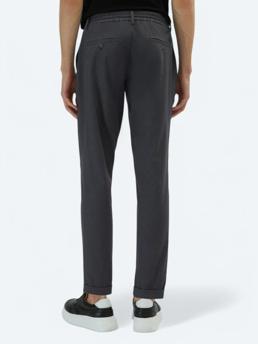 Dark Grey Weaving Jogging Fit Casual Cotton Blended Trousers - 4