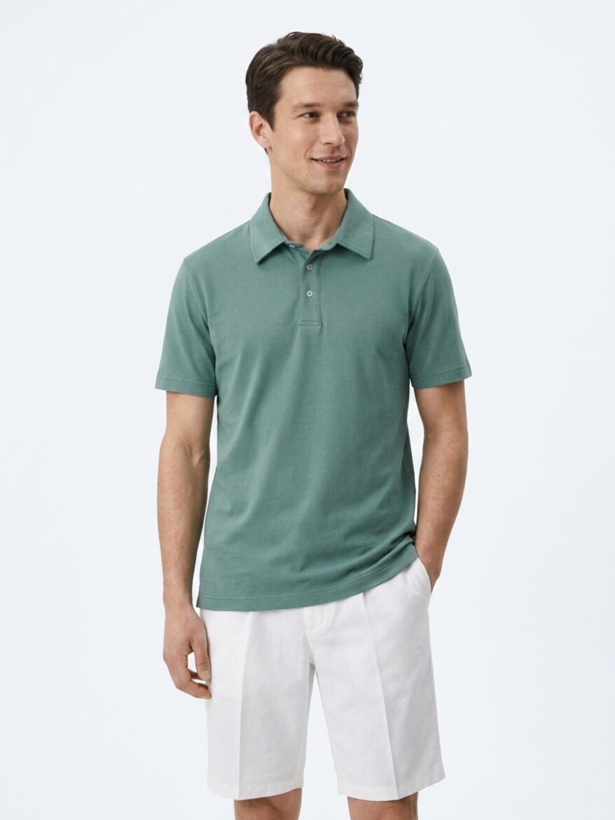 Dark Khaki Plain Cotton Blended T-Shirt - 4
