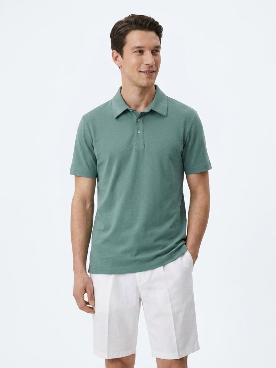 Dark Khaki Plain Cotton Blended T-Shirt - 4