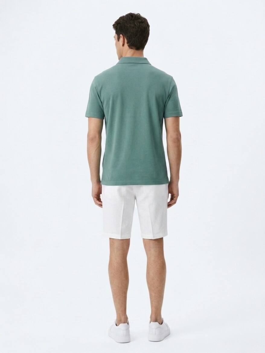 Dark Khaki Plain Cotton Blended T-Shirt - 5