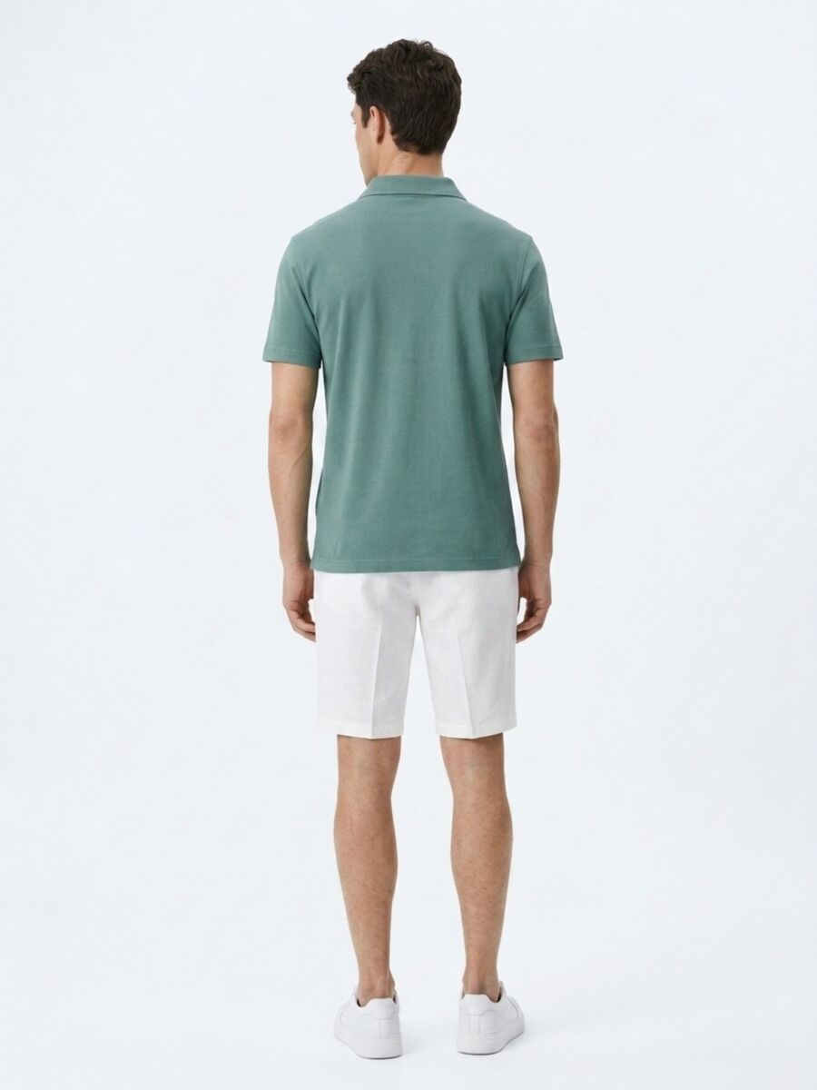 Dark Khaki Plain Cotton Blended T-Shirt - 5