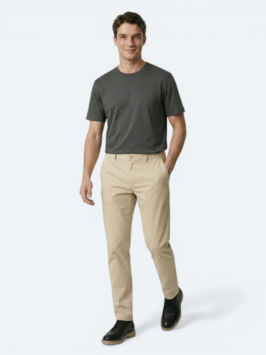 Dark Khaki Plain T-Shirt - 2