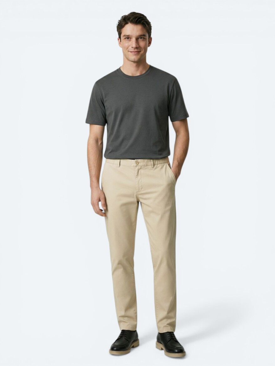 Dark Khaki Plain T-Shirt - 4