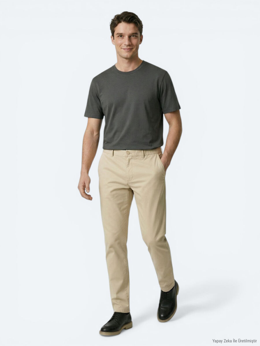 Dark Khaki Plain T-Shirt - 2