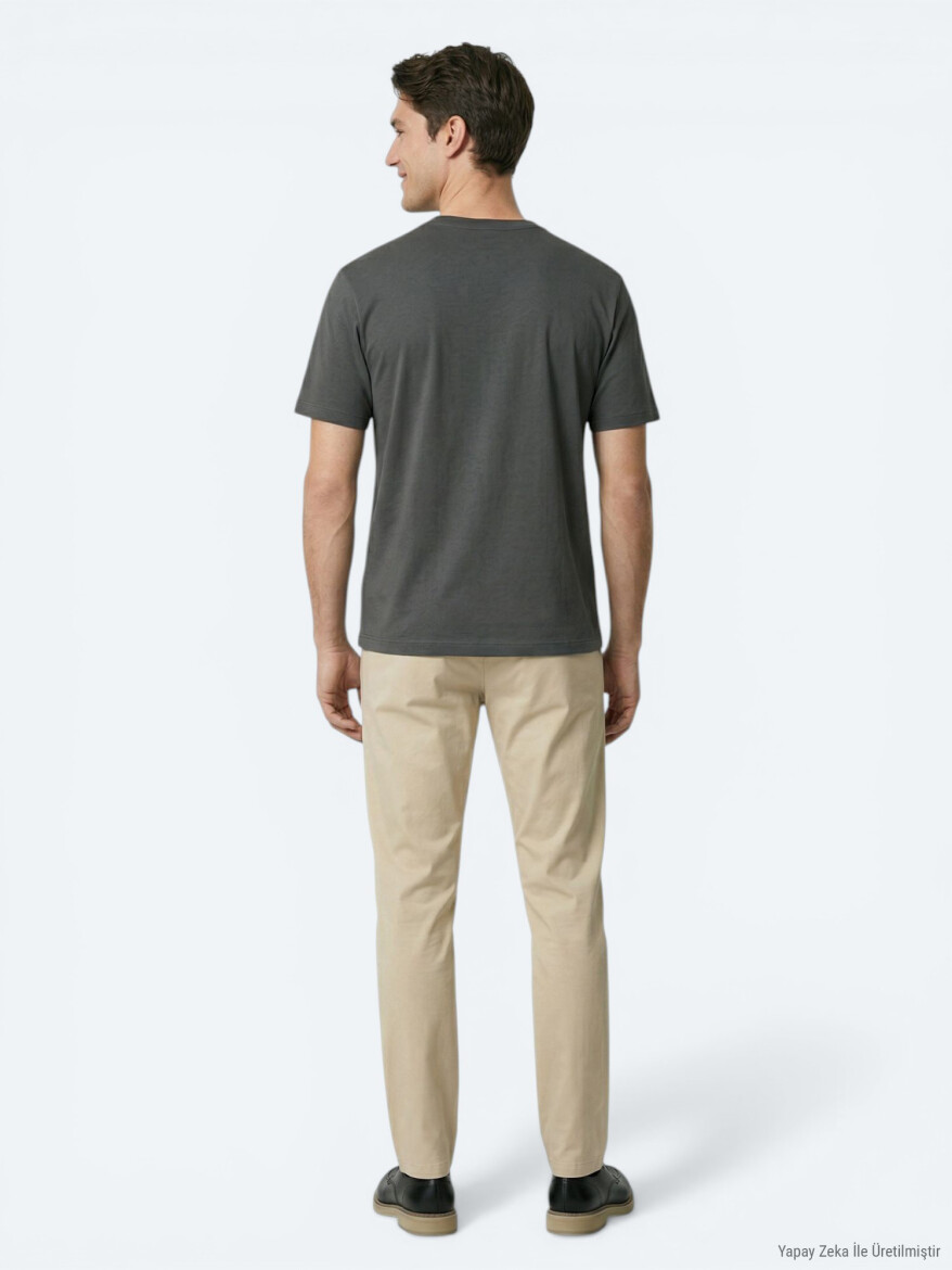 Dark Khaki Plain T-Shirt - 5