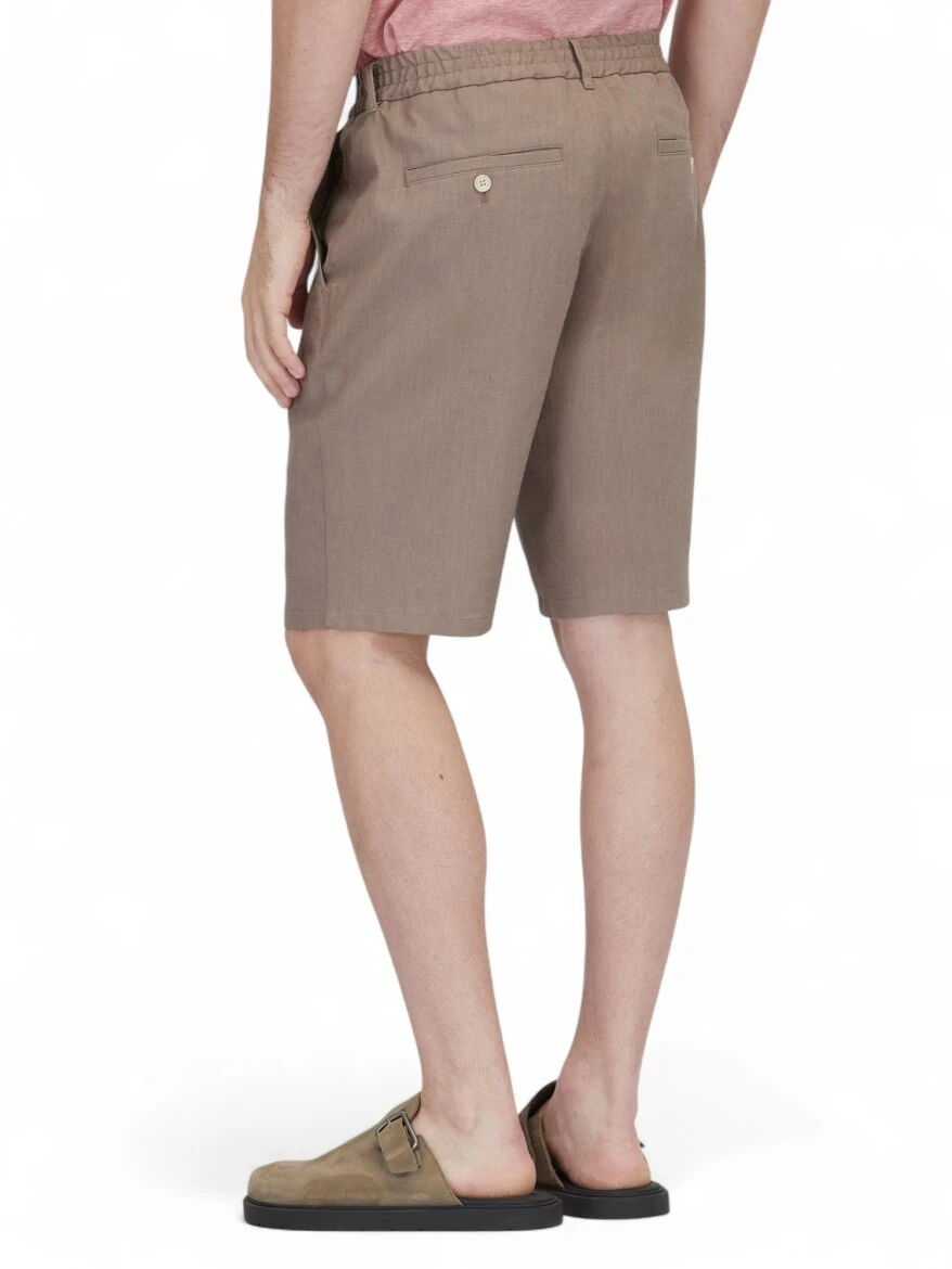 Dark Mink Weaving Jogging Fit Casual Cotton Blended Bermuda 