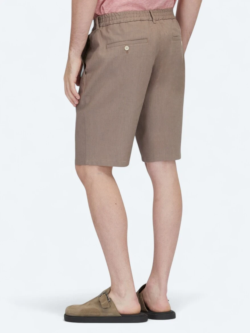 Dark Mink Weaving Jogging Fit Casual Cotton Blended Bermuda 