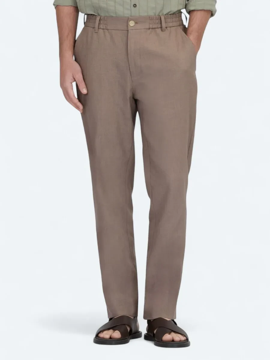 Dark Mink Weaving Jogging Fit Casual Cotton Blended Trousers - 2