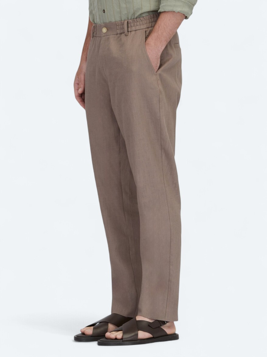 Dark Mink Weaving Jogging Fit Casual Cotton Blended Trousers - 3