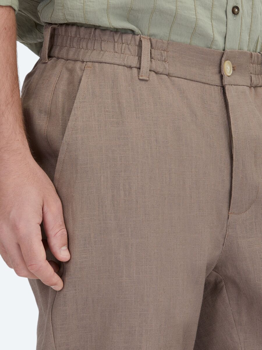 Dark Mink Weaving Jogging Fit Casual Cotton Blended Trousers - 4