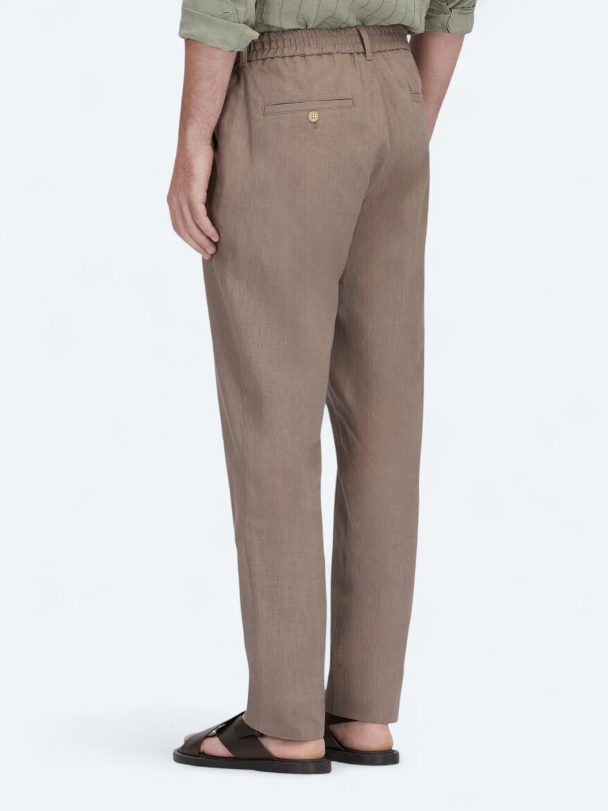 Dark Mink Weaving Jogging Fit Casual Cotton Blended Trousers - 5