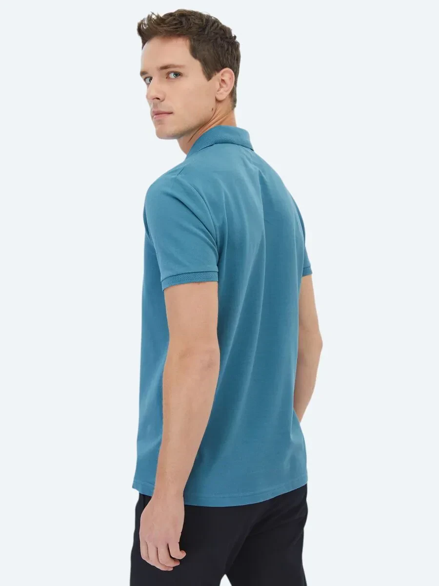 Dark Mint Polo Neck 100% Cotton T-Shirt - 6