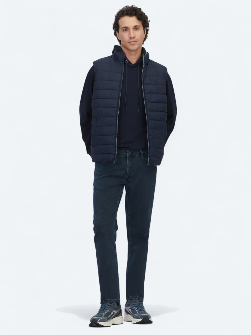 Dark Mint Regular Fit Turtleneck Casual Weaving Puffer Vest - 3