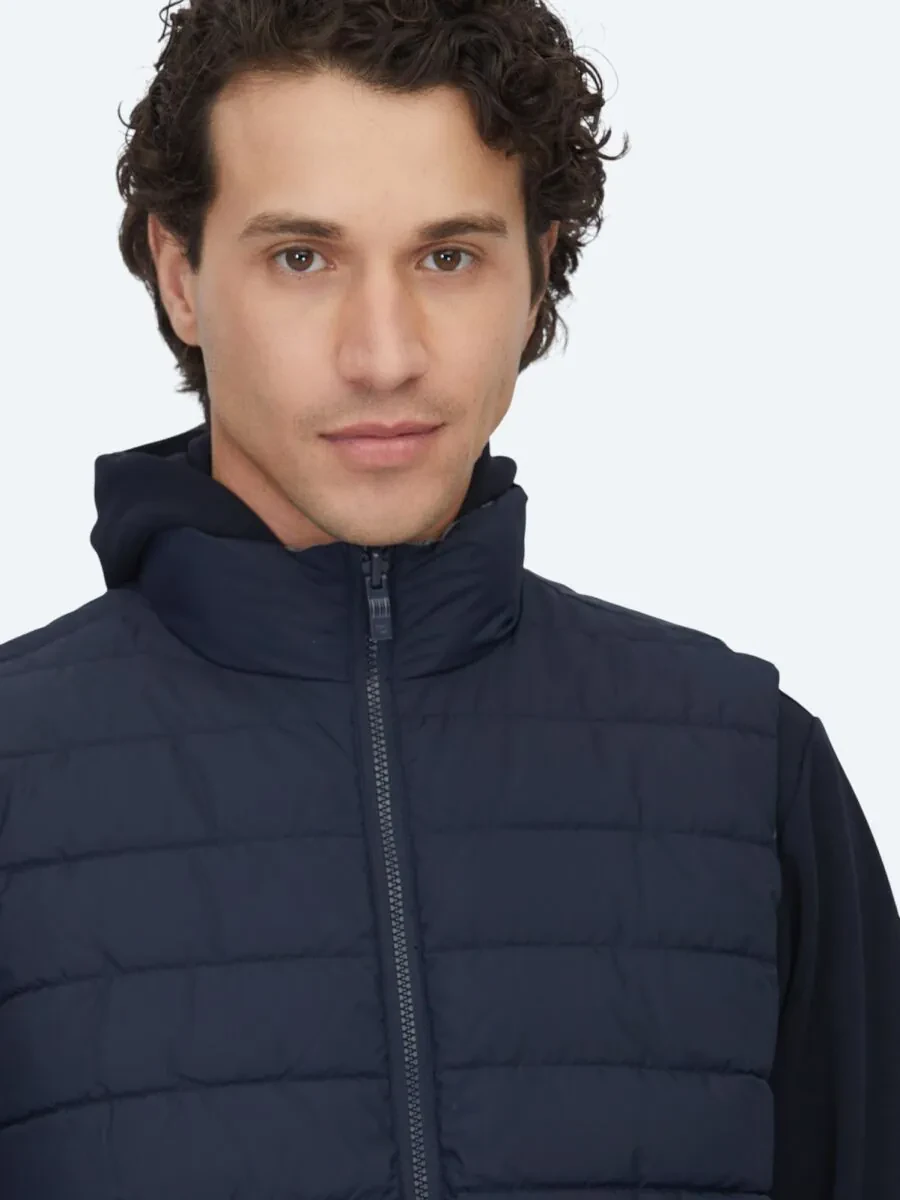 Dark Mint Regular Fit Turtleneck Casual Weaving Puffer Vest - 5