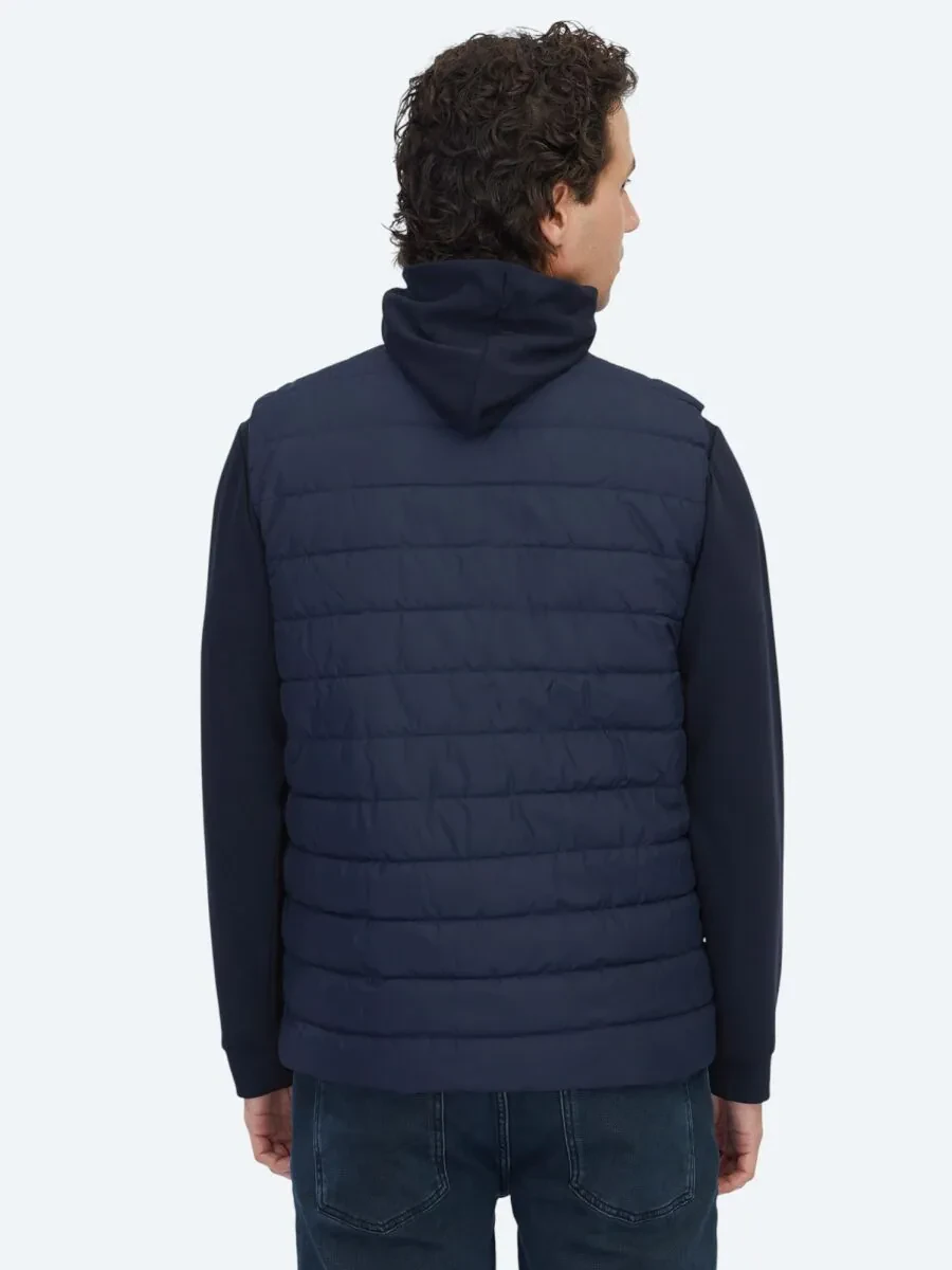 Dark Mint Regular Fit Turtleneck Casual Weaving Puffer Vest - 6