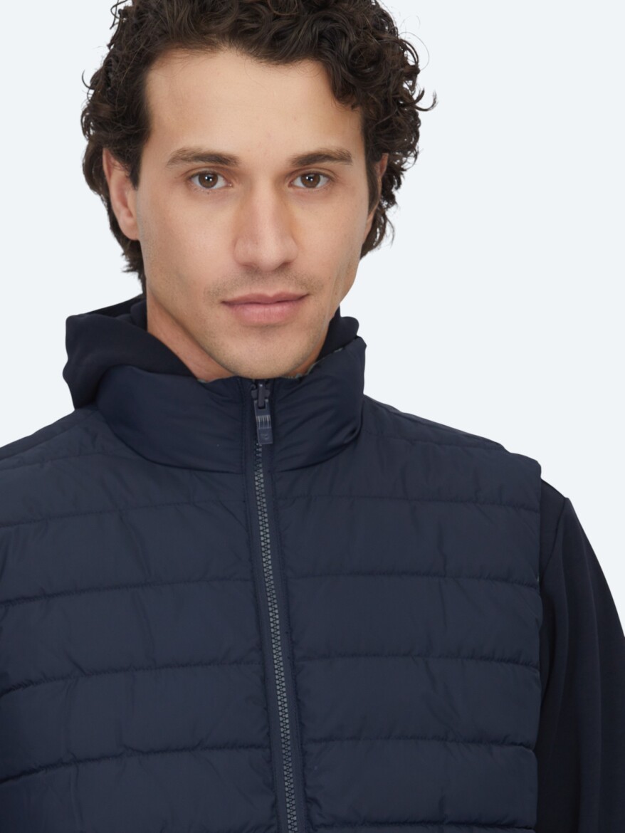 Dark Mint Regular Fit Turtleneck Casual Weaving Puffer Vest - 5