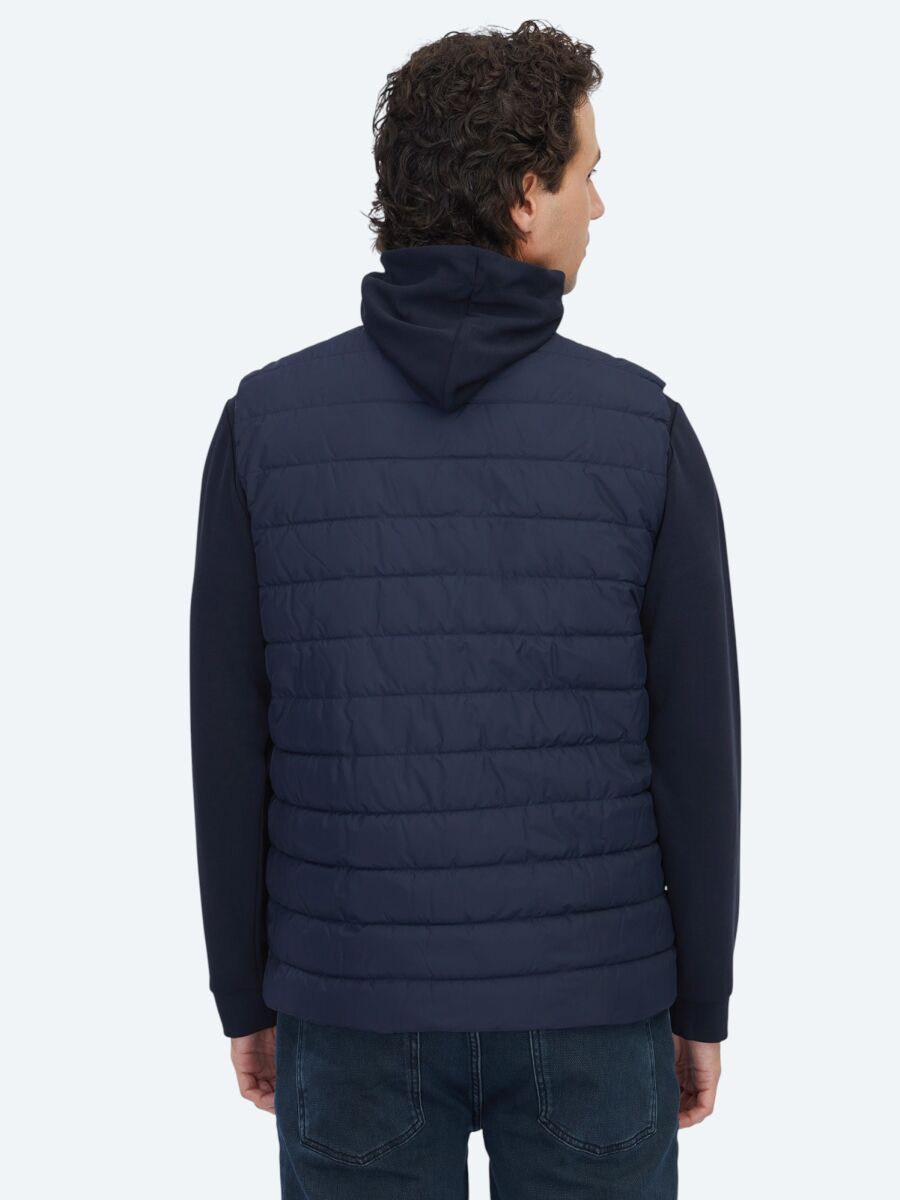 Dark Mint Regular Fit Turtleneck Casual Weaving Puffer Vest - 6