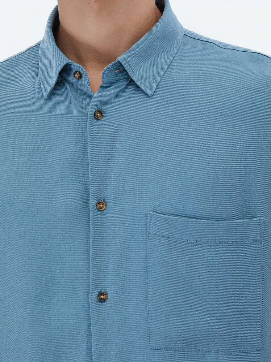 Dark Mint Ribbed Oversize Fit Weaving Casual Shirt 