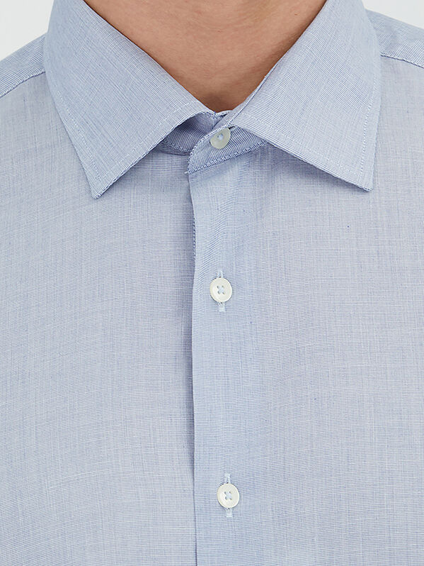 Dark Navyblue Regular Fit Long Weaving Classical Cotton Blended Shirt - 3