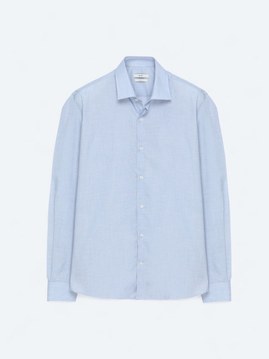 Dark Navyblue Regular Fit Long Weaving Classical Cotton Blended Shirt - 6