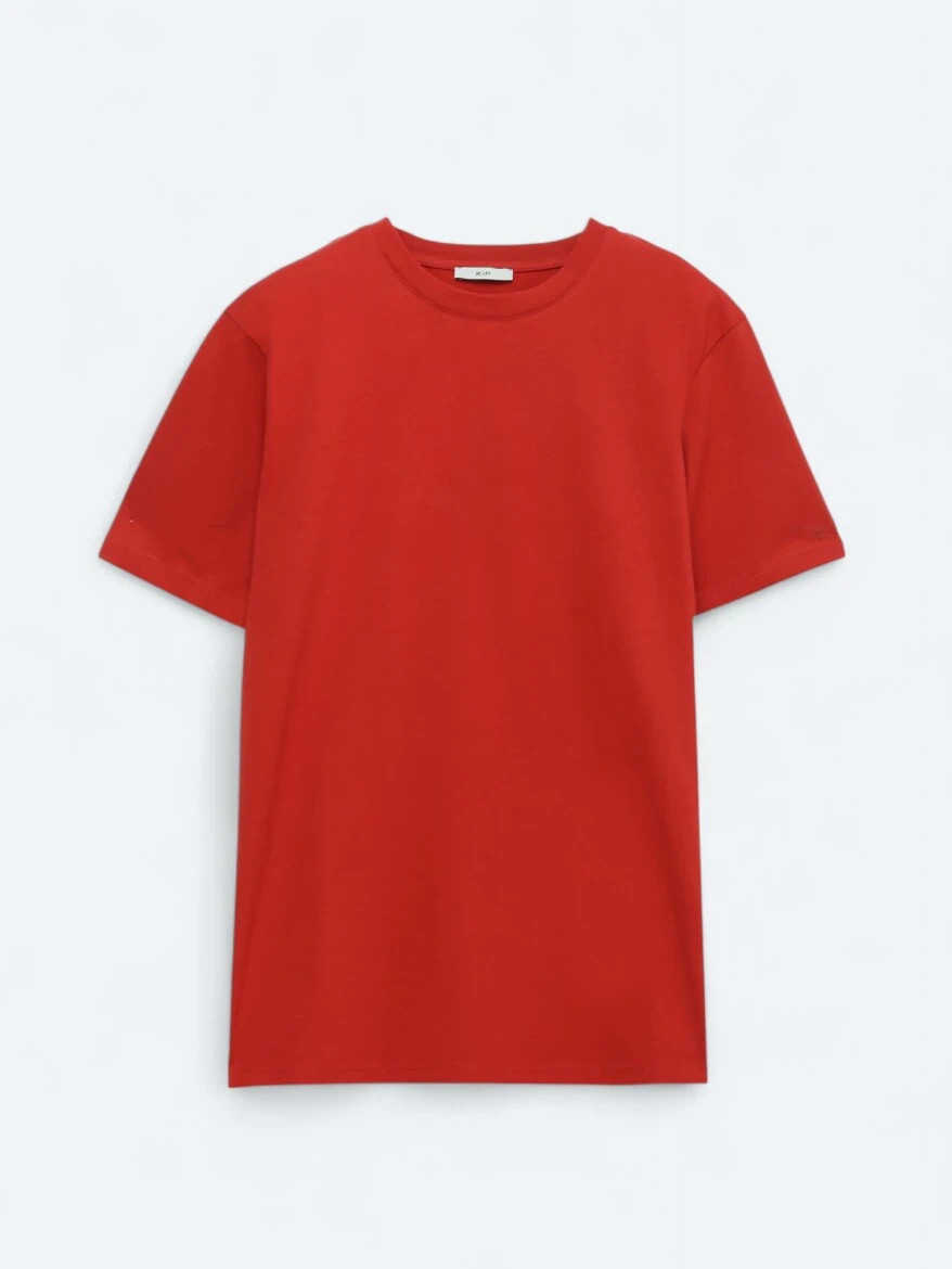 Dark Orange Crew Neck 100% Cotton T-Shirt - 5