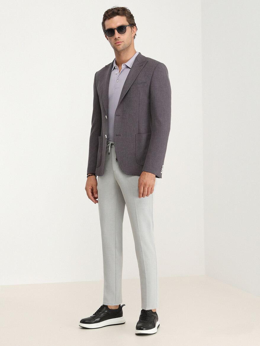 Dark Purple Micro Modern Fit Jacket - 2