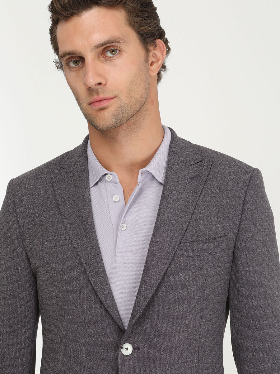 Dark Purple Micro Modern Fit Jacket - 3