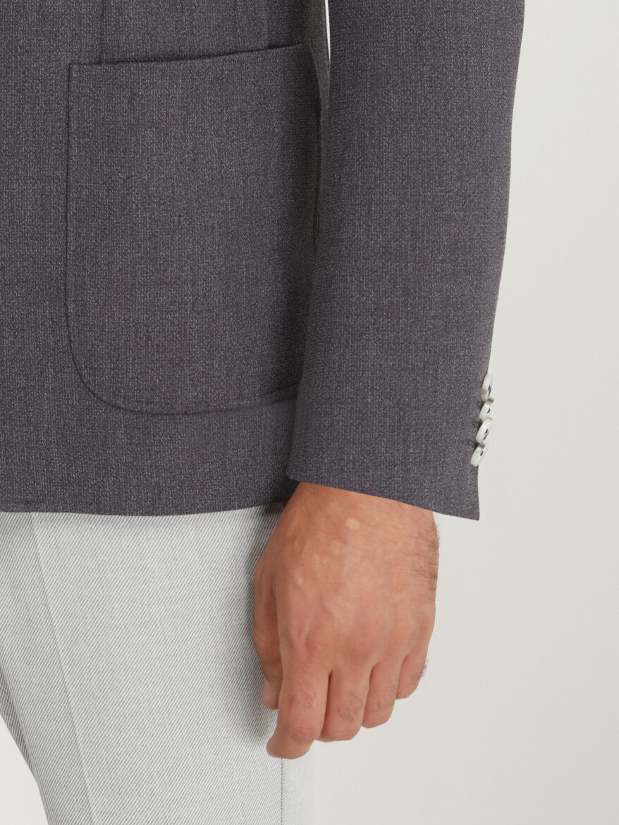 Dark Purple Micro Modern Fit Jacket - 4