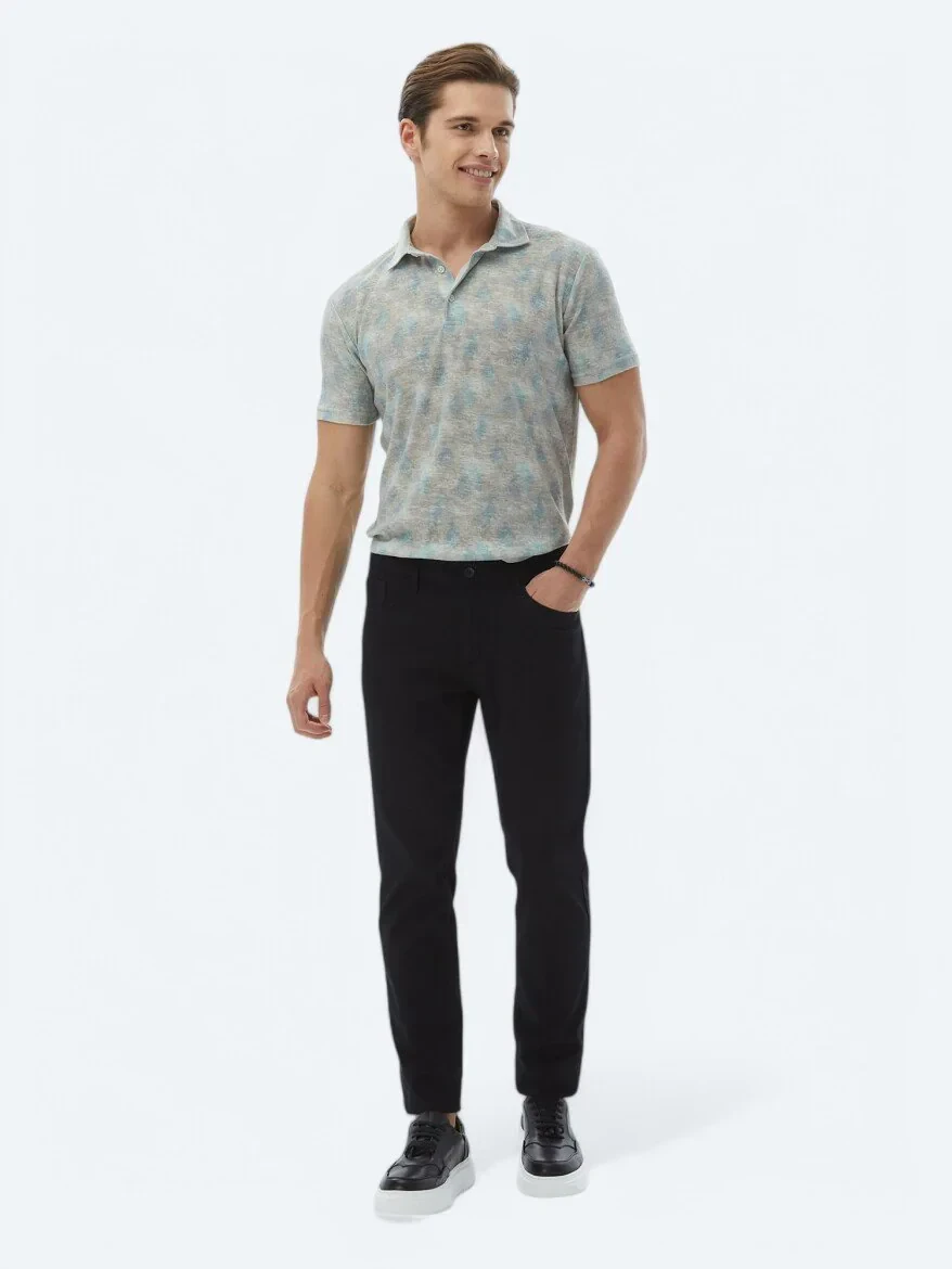 Deve Tüyü Baskılı Polo Yaka Pamuk Karışımlı T-Shirt - KİP