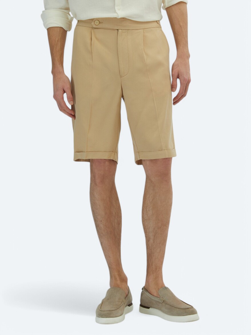 Deve Tüyü Dokuma Carrot Fit Casual Bermuda - KİP